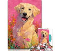 1000 Pieces for Adults Happy Golden Retriever Puzzles for Teenagers 1000 Pieces,Birthday Gift Idea for Adults, Family Game And Hobby 50x75cm