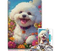 1000 Pieces for Adults Happy White Bichon Frise Puzzles for Adults Teens 1000 Pieces,Educational Games Home Decoration Deal As Gifts for The Whole Family 75x50cm