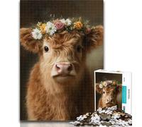 1000 Pieces for Adults Highland Cow Baby 1000 Piece Jigsaw Puzzles for Teenagers Gifts,Decompressing Intellectual Educational Toy Secret Santa Gifts 26x38cm