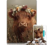 1000 Pieces for Adults Highland Cow Jigsaw Puzzles for Adults 1000 Pieces,Diy Modern Wall Art Unique Gift Home Decor 50x75cm
