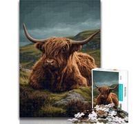1000 Pieces for Adults Highland Cow Puzzles for Adults 1000 Pieces,Family Game Birthday Gifts.Challenge High Difficulty 50x75cm