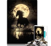 1000 Pieces for Adults Horse Under The Moon Jigsaw Puzzles for Adults 1000,Challenging Game Toys for Is Ideal As A Gift for The Whole Family 50x75cm