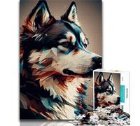 1000 Pieces for Adults Husky Abstract Dog Puzzles for Adults And Teenagers,Stress Reliever Difficult Challenge Unique Home Decor And Gifts (26x38cm)