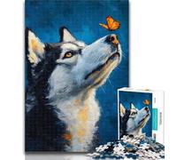 1000 Pieces for Adults Husky Butterfly Adult Jigsaw Puzzles 1000 Pieces,Educational Game for Birthday, Chrismas for And 14 Years Old 50x75cm