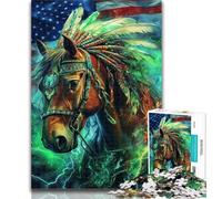 1000 Pieces for Adults Indian Horse 1000 Pieces Jigsaw Puzzle For Adults Teens,Family Games Christmas Birthday Gifts 26x38cm