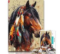 1000 Pieces for Adults Indian Horse Jigsaw Puzzles for Teenagers 1000 Pieces,Toy Intellectual Game Artists Collection, Fine Art 26x38cm