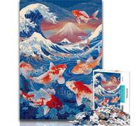 1000 Pieces for Adults Japanese Koi Puzzles for Adults And Teenagers,Toys Educational Games Stress Relieving Wishlist with Santa Claus 26x38cm