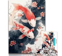 1000 Pieces for Adults Japanese Style Koi 1000 Pieces Jigsaw Puzzle For Adults Teens,Toys Educational Games Stress Relieving Great Gifts And Toys 50x75cm