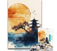 1000 Pieces for Adults Japanese Style Landscape Jigsaws 1000 Pieces for Teenagers,Stress Reliever Staycation Kill Time Funny Gift 75x50cm