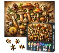 1000 Pieces for Adults Jigsaw Puzzles Vintage Hand Drawn Mushroom Puzzle Unique Featuring Diverse Fungi Types Challenge Impossible Puzzles for Adults Gift - 50x70 cm