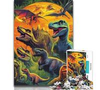 1000 Pieces for Adults Jungle Dinosaur Jigsaw Puzzles for Adults,with Fully Interlocking Randomly Shaped Pieces for And 14 Years Old 26x38cm