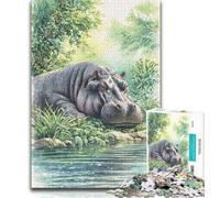 1000 Pieces for Adults Jungle Hippo Puzzles for Teenagers 1000 Pieces,Birthday Gift Idea for Adults, Family Game And Hobby (26x38cm)