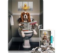 1000 Pieces for Adults King Charles Spaniel on Toilet Jigsaw Puzzles for Teenagers 1000,Educational Toys Is Ideal As A Gift for The Whole Family (38x26cm)