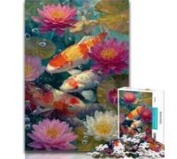 1000 Pieces for Adults Koi Oil Painting Jigsaws 1000 Pieces for Adults,Toys Educational Games Stress Relieving Wall Decoration 50x75cm