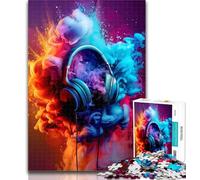 1000 Pieces for Adults Modern Colorful Splash Headphones Jigsaw Puzzles for Teenagers 1000,Educational Toys Is Ideal As A Gift for The Whole Family 26x38cm
