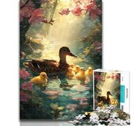 1000 Pieces for Adults Mother Duck Jigsaw Puzzles for Adults 1000 Pieces,Diy Modern Wall Art Unique Gift Home Decor 26x38cm