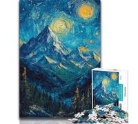 1000 Pieces for Adults Mountain Painting by starry sky Jigsaw Puzzles for Adults 1000 Pieces,for Is Ideal As A Gift for The Whole Family for And 14 Years Old (50x75cm)