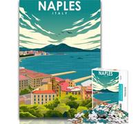 1000 Pieces for Adults Naples Italy Travel Poster Puzzles for Adults And Teenagers,Toys Educational Games Stress Relieving Great Gifts And Toys 26x38cm