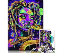 1000 Pieces for Adults Neon Anime Snake Girl Jigsaw Puzzles for Adults 1000 Pieces,Artistic Wall Decor & Birthday Gift Idea for Friends, Home Office 50x75cm