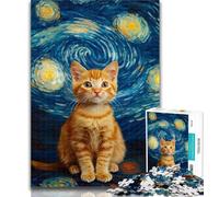 1000 Pieces for Adults Night Sky Orange Cat Jigsaws 1000 Pieces for Adults,is Ideal As A Gift for The Whole Family Suitable for And 14 50x75cm