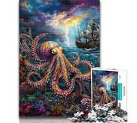 1000 Pieces for Adults Ocean Octopus Jigsaw Puzzles for Adults 1000 Pieces,Artistic Wall Decor & Birthday Gift Idea for Friends, Home Office 26x38cm