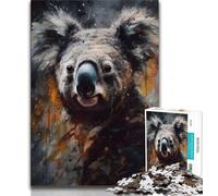 1000 Pieces for Adults Oil Koala Portrait Jigsaw Puzzles for Adults 1000 Piece,Toys Educational Games Stress Relieving Enhance Love between Couples (50x75cm)