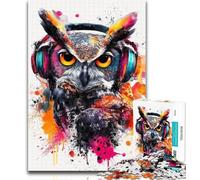 1000 Pieces for Adults Owl with Headphones 1000 Pieces Jigsaw Puzzles For Teens And Adults,is Ideal As Gifts for The Whole Family for And Age 14 26x38cm