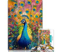 1000 Pieces for Adults Peacock Oil Painting Puzzles for Adults 1000 Pieces,Family Game Birthday Gifts.Challenge High Difficulty (26x38cm)