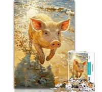 1000 Pieces for Adults Pig Baby Oil Painting 1000 Piece Jigsaw Puzzles for Teenagers,with Matching Poster And Trivia Sheet for Age 14 Years Up 50x75cm