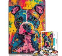 1000 Pieces for Adults Pit Bull Dog Jigsaw Puzzles for Adults 1000 Piece,Toys Educational Games Stress Relieving Enhance Love between Couples 26x38cm
