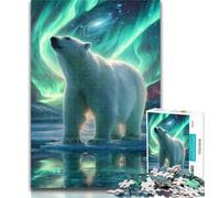 1000 Pieces for Adults Polar Bears Under The Aurora Jigsaw Puzzles for Teenagers,Learning Educational Toy for Is Ideal As A Gift for The Whole Family 50x75cm