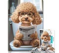 1000 Pieces for Adults Poodle on The Toilet 1000 Pieces Jigsaw Puzzle For Adults Teens,Toys Educational Games Stress Relieving Great Gifts And Toys 26x38cm