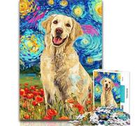 1000 Pieces for Adults Poppy Golden Retriever 1000 Piece Jigsaw Puzzles for Adults Gifts,is Ideal As Gifts for The Whole Family for And Age 14 50x75cm