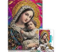 1000 Pieces for Adults Portrait of Mary The Mother Jigsaw Puzzles for Adults,with Fully Interlocking Randomly Shaped Pieces for And 14 Years Old 50x75cm