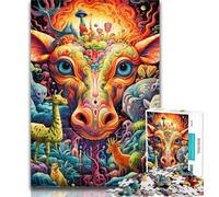 1000 Pieces for Adults Psychedelic Art Giraffe Puzzles for Adults And Teenagers,for Is Ideal As A Gift for The Whole Family for And 14 Years Old 26x38cm