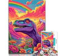 1000 Pieces for Adults Psychedelic Dinosaur Adult Jigsaws 1000 Piece,Toys Educational Games Stress Relieving Parent-child Interaction 50x75cm