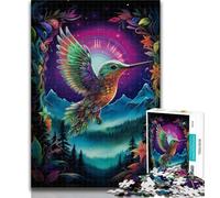 1000 Pieces for Adults Psychedelic Hummingbird 1000 Piece Jigsaw Puzzle for Adults Teens,with Matching Poster And Trivia Sheet for Age 14 Years Up 50x75cm