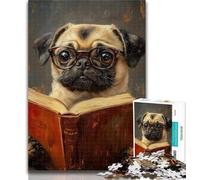 1000 Pieces for Adults Pug Reading A Book 1000 Piece Jigsaw Puzzles for Adults,Toys Educational Games Stress Relieving Great Gifts And Toys 50x75cm