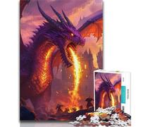 1000 Pieces for Adults Purple Dragon Breathing Fire Jigsaw Puzzles for Teenagers 1000,Educational Toys Is Ideal As A Gift for The Whole Family (38x26cm)
