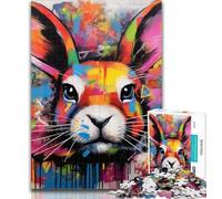 1000 Pieces for Adults Rabbit Graffiti Jigsaw Puzzles for Adults 1000 Piece,Toys Educational Games Stress Relieving Enhance Love between Couples 75x50cm
