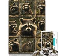 1000 Pieces for Adults Raccoon Collage 1000 Pieces Jigsaw Puzzles for Adults And Teens,Educational Game Challenge Toy for Women And Men 50x75cm