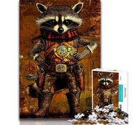 1000 Pieces for Adults Raccoon Warrior Jigsaws 1000 Pieces for Adults,is Ideal As A Gift for The Whole Family Suitable for And 14 (50x75cm)