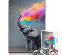 1000 Pieces for Adults Rainbow Smoke Elephant Jigsaw Puzzles for Adults 1000 Pieces,for Is Ideal As A Gift for The Whole Family for And 14 Years Old 50x75cm