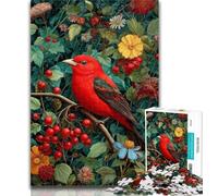 1000 Pieces for Adults Red Bird And Flowers Puzzles for Adults And Teenagers,Family Entertainment Toys Is Ideal As A Gift for The Whole Family 50x75cm
