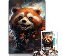 1000 Pieces for Adults Red Panda Art Jigsaws 1000 Pieces for Teenagers,Stress Reliever Staycation Kill Time Funny Gift 75x50cm