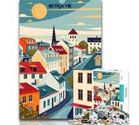 1000 Pieces for Adults Reykjavik Cityscape Travel Poster Puzzles for Adults And Teenagers,Toys Educational Games Stress Relieving Great Gifts And Toys 26x38cm