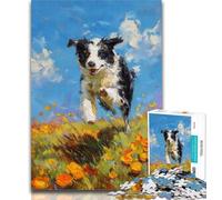 1000 Pieces for Adults Running Border Collie 1000 Pieces Jigsaw Puzzles For Teens And Adults,is Ideal As Gifts for The Whole Family for And Age 14 50x75cm