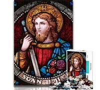 1000 Pieces for Adults Saint A Stained Glass Jigsaw Puzzles for Teenagers 1000 Pieces,Learning Educational Toys Family Games Enhance Love between Couples 26x38cm
