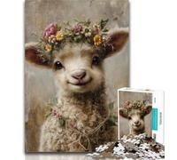 1000 Pieces for Adults Sheep Flowers 1000 Piece Jigsaw Puzzles for Adults Gifts,Artists Collection, Fine Art for Age 14 Years Up 26x38cm