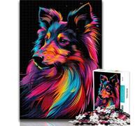 1000 Pieces for Adults Shetland Sheepdog 1000 Piece Jigsaw Puzzle for Adults Teens,with Matching Poster And Trivia Sheet for Age 14 Years Up 50x75cm